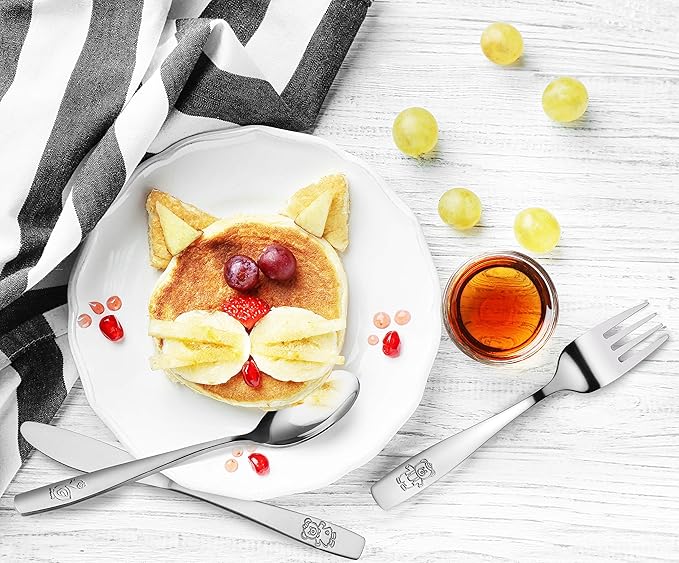 15 Piece Stainless Steel Kids Cutlery, Child and Toddler Safe Flatware, Kids Silverware, Kids Utensil Set Includes 5 Knives, 5 Forks, 5 Spoons, Total of 5 Place Settings, Ideal for Home and Preschools