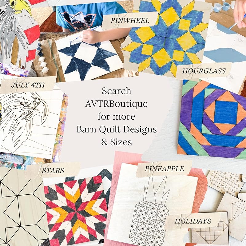 4 Pack Fall Barn Quilt Kit Pattern DIY Unfinished Craft Kit, Autumn Wooden Mini Wall Decor to Paint Small Squares Craft Set (3 inches, Pumpkin)