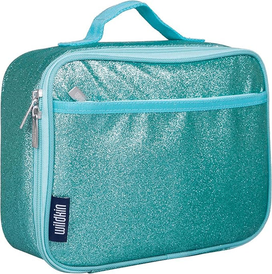 Wildkin Kids Insulated Lunch Box Bag for Boys & Girls, Reusable Kids Lunch Box is Perfect for Elementary, Ideal Size for Packing Hot or Cold Snacks for School & Travel Bento Bags (Blue Glitter)