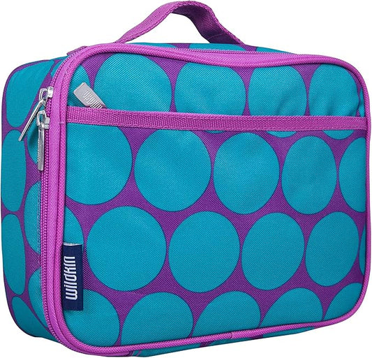 Wildkin Kids Insulated Lunch Box Bag for Boys & Girls, Reusable Kids Lunch Box is Perfect for Elementary, Ideal Size for Packing Hot or Cold Snacks for School & Travel Bento Bags (Big Dot Aqua)