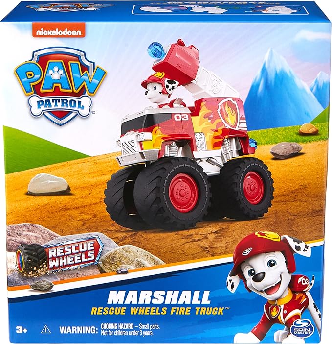 Paw Patrol: Rescue Wheels Marshall’s Firetruck, Toy Truck with Projectile Launcher and Collectible Action Figure, Kids Toys for Boys & Girls Ages 3+