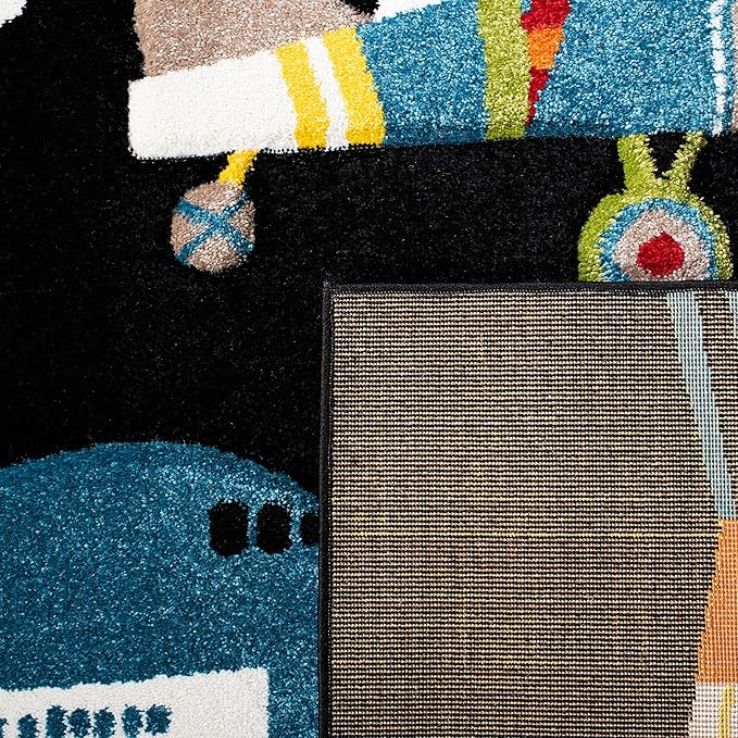 SAFAVIEH Carousel Kids Collection Runner Rug - 2' x 8', Black & Ivory, Non-Shedding & Easy Care, Ideal for High Traffic Areas for Boys & Girls in Playroom, Nursery, Bedroom (CRK167Z)