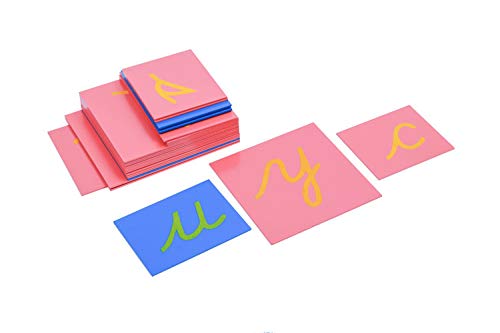 Adena Montessori Lower Case Sandpaper Letters - Cursive -Without Box Cursive Wooden Letters for Kids Language Learning