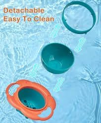 BPA Free Anti Spill 360 Rotate Gyro Bowl for Babies, Universal Kids Feeding Tableware (Gray/Orange), Small, Orange/Gray