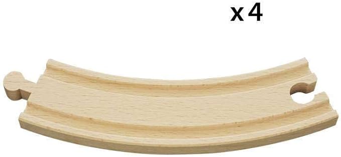 BRIO World 33342 - Large Curved Wooden Tracks | 4-Piece Toy Train Set Extension | Compatible with All BRIO Railway Toys | Safety Tested and Approved | Ideal for Kids Ages 3 and Up