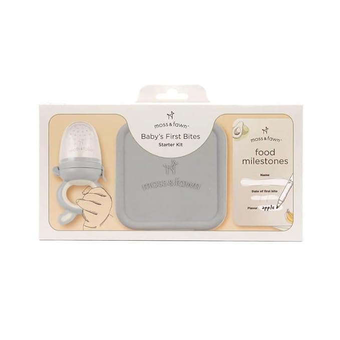 Baby’s First Bites Starter Kit – Ice Cube Tray, Forage Feeder, Freezer Mold & Pacifier Feeder – Milestone Magnet for Food Tracking & Feeding Tips – Baby Food Prep Essentials - Dew