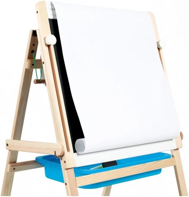 Adjustable Wooden Easel by Scratch Europe – 2-in-1 Chalkboard and Dry Erase Magnet Set for Kids – Paint, Color and Draw – Encourages Imaginative and Developmental Play – Engaging Learning – Ages 3+