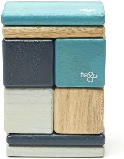 8 Piece Tegu Pocket Pouch Magnetic Wooden Block Set, Blue