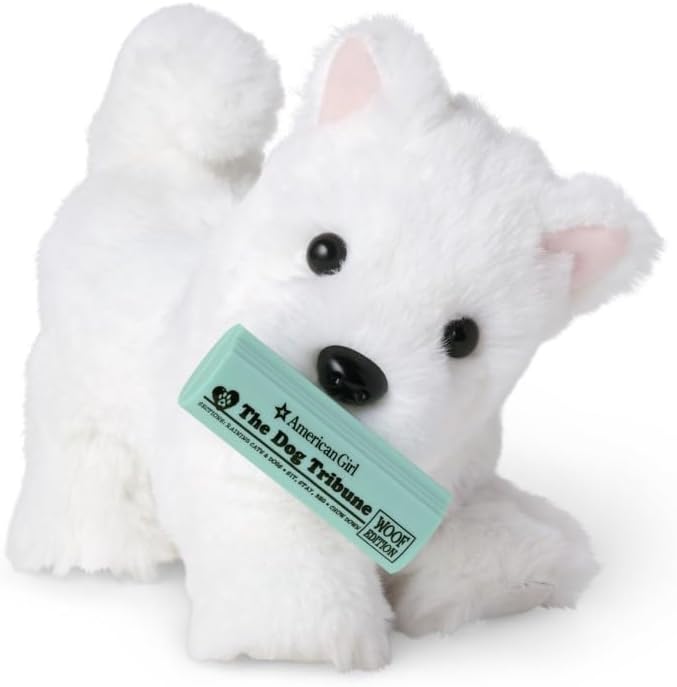 American Girl Coconut Chip White Dog for 18-inch Dolls plus Pet Accessories