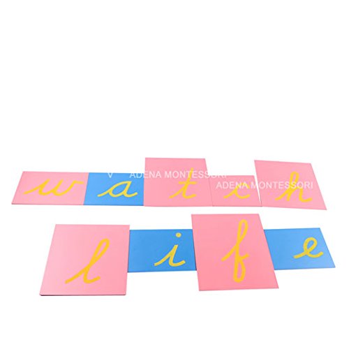 Adena Montessori Lower Case Sandpaper Letters - Cursive -Without Box Cursive Wooden Letters for Kids Language Learning