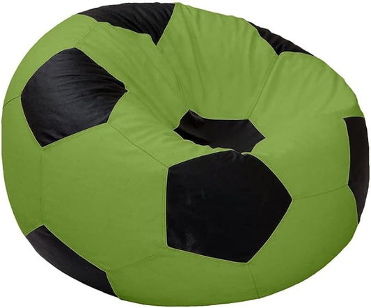 Ample Decor Soccer Bean Bag Cover (Filler Not Included), Leatherette Durable Double Stitched Material Sturdy Zippers, Ideal for Children and Teenagers - Green and Black