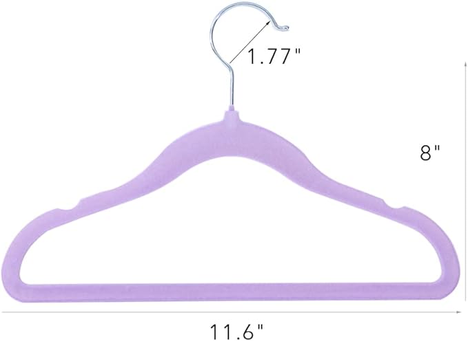 Kids Velvet Clothes Hangers, Non Slip Baby Hangers Purple(11.6" Inch - 40 Pack)