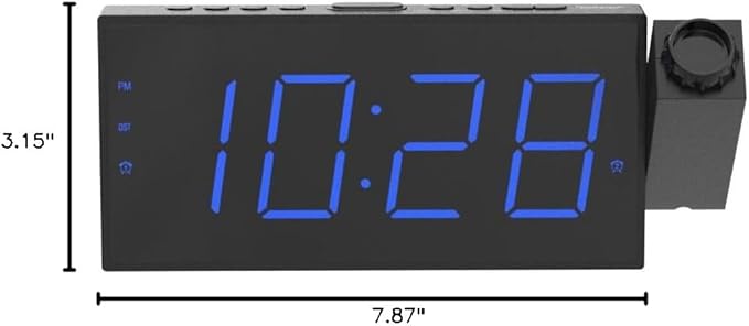 OnLyee Projection Alarm Clock for Bedroom, LED Digital on Ceiling Wall with USB Phone Charging, Battery Backup, 180° Rotatable Projector & Dimmer, 12/24H, DST, Snooze, Dual Loud Bedside Heavy Sleeper