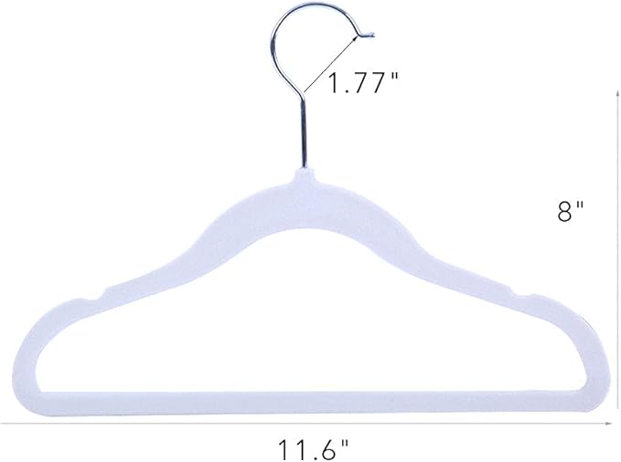 Kids Velvet Clothes Hangers, Non Slip Baby Hangers White (11.6" Inch - 40 Pack)