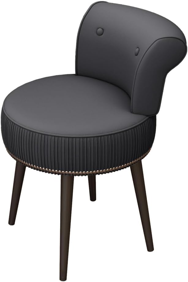 Vanity Stool - Vanity Chair with Back Small Vanity Makeup Vanity Chair Velvet Vanity Stool Chair Tufted Accent Chairs Makeup Chair for Vanity for Women Girls and Kids (Grey)