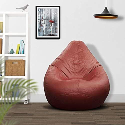 Ample Decor Bean Bag Cover (No Filling), Plush Toys Storage Soft Leatherette, Durable Construction Sturdy Zipper, Ideal for Children and Teenagers - Tan Brown