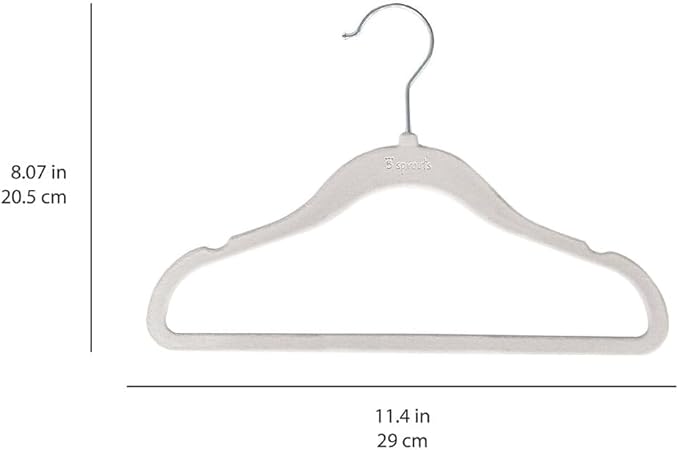 3 Sprouts Velvet Baby Hangers - Non-Slip Hanger for Infant, Toddler, Baby Clothes - Closet Kids Hangers with Slim Design, Nordic Colors, Pack of 30 - Gray