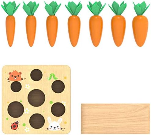 Ancaixin Montessori Toys for Babies 6-12 Months, Wooden Toys for 1 Year Old Boys and Girls, Educational Carrot Harvest Toy for Toddlers, Shape Sorting Matching Puzzle, Developmental Birthday Gifts