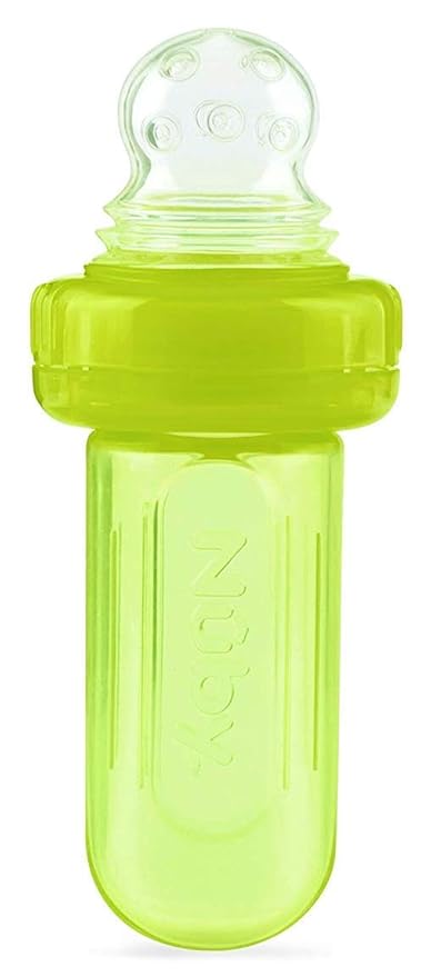 Nuby EZ Squee-Z Silicone Self Feeding Baby Food Dispenser (Green, 1 Count (Pack of 1))