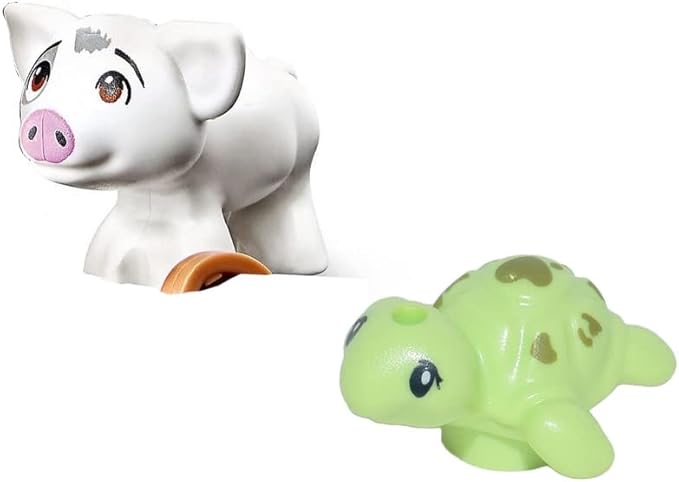 LEGO Disney Princess Moana MiniFigure - Dancing Pua The Pig and Baby Turtle on Spinning Flower Bed Foil pack