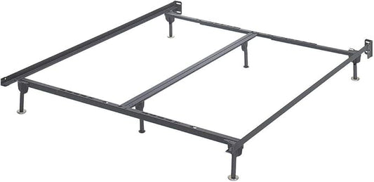 Signature Design by Ashley Adjustable Metal Bolt on Bed Base Frame with Protective Floor Glides, King/California, Black