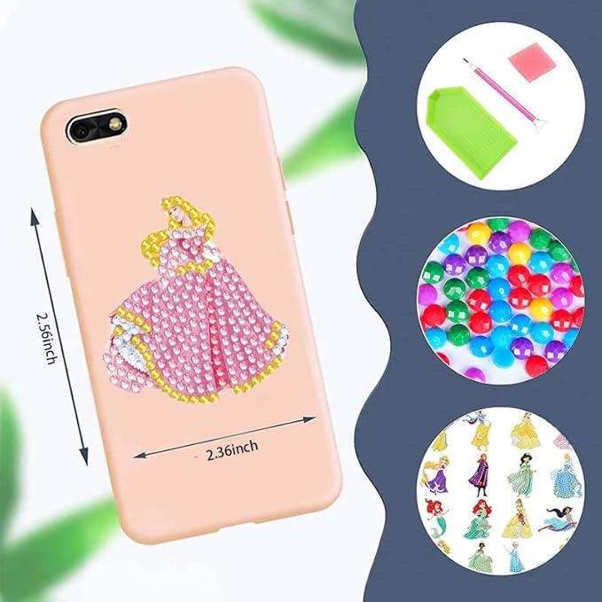 16 Pcs Diamond Art Stickers Kits for Kids, DIY Cartoon Paint by Numbers Diamonds Mosaic Stickers for Kids Arts Diamond Craft Stickers for Kids and Adult Beginners