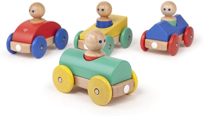 3 Piece Tegu Magnetic Racer Building Block Set, Teal Big Top