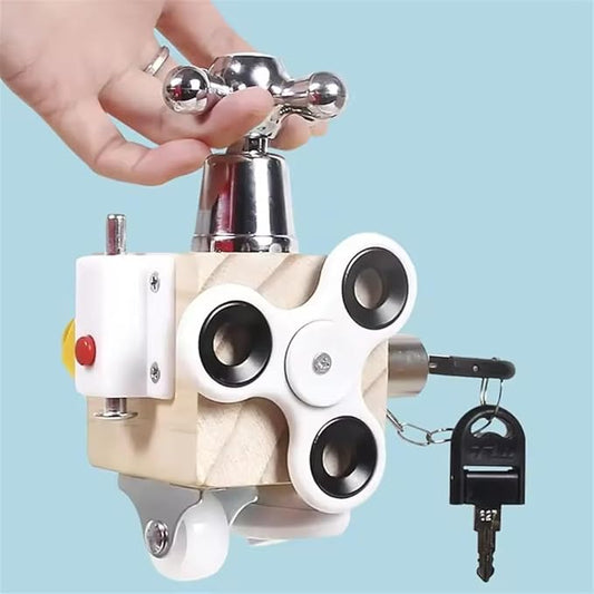 Montessori Toys Busy Cube for Toddlers，Wooden Busy Board Activity Cube，Autism and ADHD Sensory Toys Fidget Cube，Educational Learning Travel Toys for Toddlers 3-5