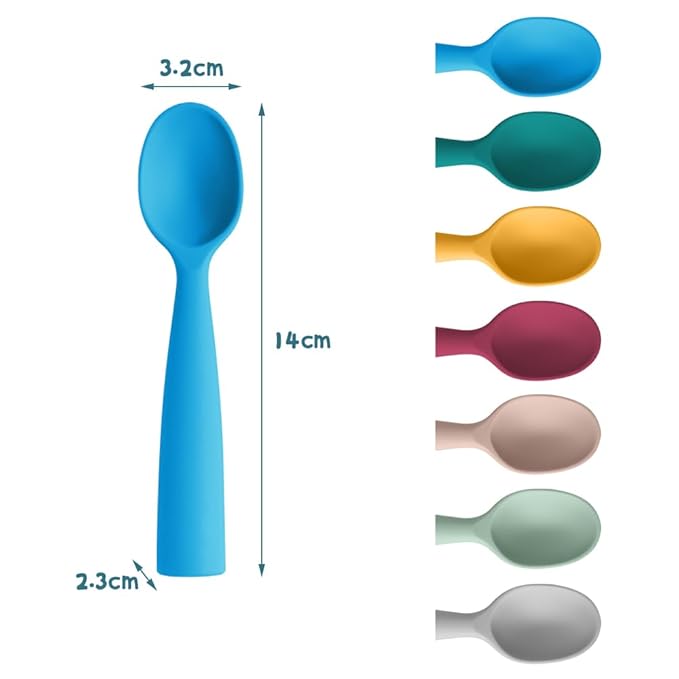 Vicloon Silicone Baby Feeding Spoons, 7 PCS Baby Spoons, First Stage Feeding Spoons for Infants, Silicone Baby Spoons Ultra-Durable & Chewproof, Silicone Feeding Spoons Dishwasher Safe,Baby Utensils