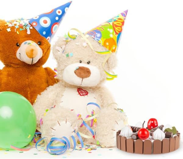 Hey! Play! Birthday Cake-Kids Wooden Magnetic Dessert with Cutting Knife, Fruit Toppings, Chocolate and Vanilla Swirls-Fun Pretend Play Party Food