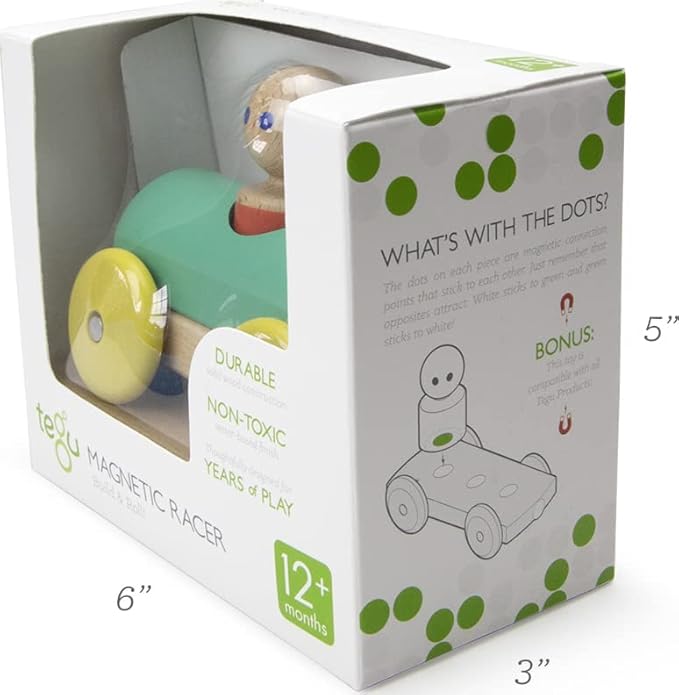 3 Piece Tegu Magnetic Racer Building Block Set, Teal Big Top