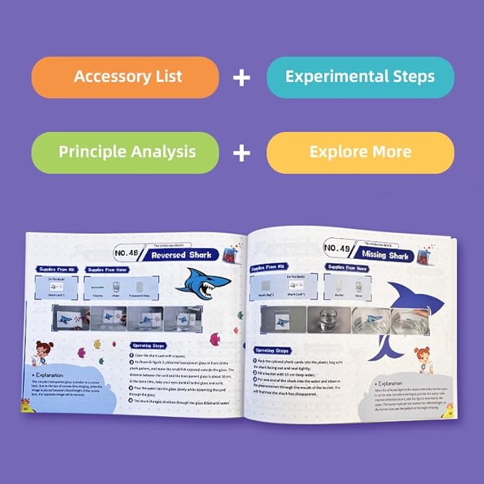 Science Kits for Kids Age 4-8-12, 52 Science Experiments for Kids 6-8, 5 in 1 Physics and Chemistry Set, STEM Projects Toys for Boys and Girls
