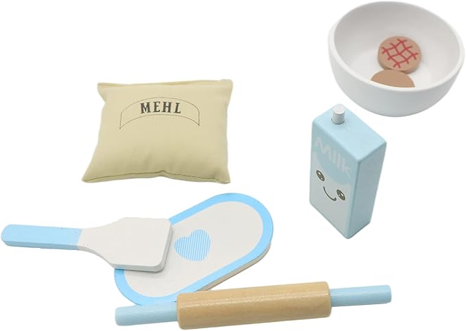 Wooden Kitchen Mixer Set, Bake-Cookie Blender Toy Play Kitchen Accessories, Education Pretend Play Game Interactive Early Learning Toys for Kids, Birthday Gift for 3 4 5 6 7 Ages Boys Girls, 9 Pieces