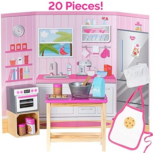 Adora Amazon Exclusive Amazing World Premium Quality Love to Bake Wooden Play Set with 20 Pieces Doll Accessories, Perfect Gift for Ages 6+