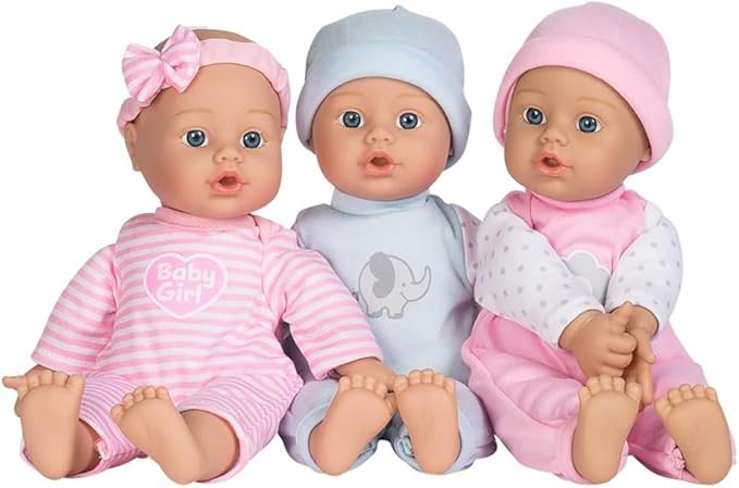 Adora Amazon Exclusive Sweet Babies Collection, 11” Soft and Cuddly Girl Baby Doll | Machine Washable, Birthday Gift For Ages 1+ - Baby Blossom, Pink/White