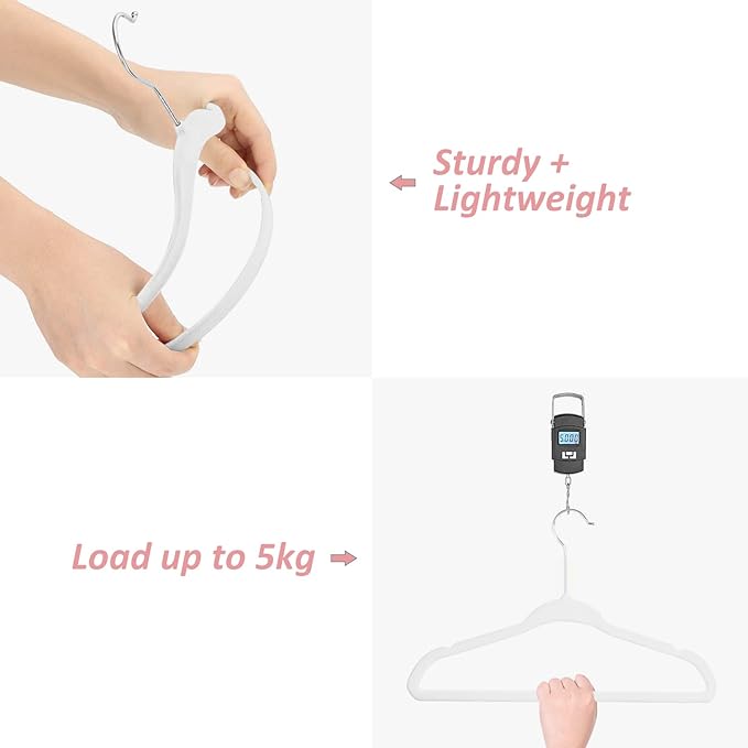 Kids Velvet Hangers 30 Pack, 11 Inch Size Non-Slip Baby Hangers, Space-Saving Nursery Hangers, Perfect Infant/Toddler Clothes Hangers for Daily Use(White)