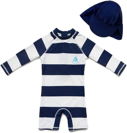upandfast Baby/Toddler Swimsuit UPF 50+ Sun Protection One Piece Zipper Bathing Suit with Sun Hat Infant Beach Swimwear