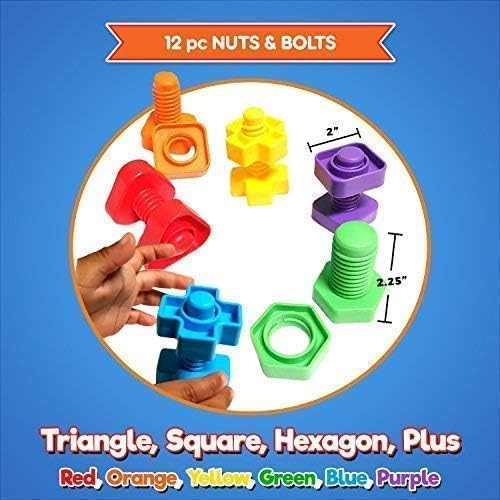 Jumbo Lacing Beads for Toddlers and Nuts & Bolts | 2-in-1 Montessori Educational Preschool Toys - Matching Fine Motor Skills Toddler Games with Toy Storage & Learning Activities eBook