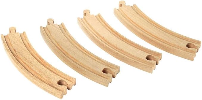BRIO World 33342 - Large Curved Wooden Tracks | 4-Piece Toy Train Set Extension | Compatible with All BRIO Railway Toys | Safety Tested and Approved | Ideal for Kids Ages 3 and Up