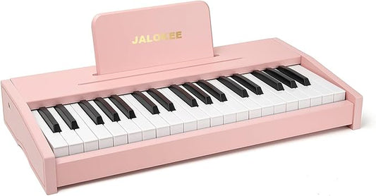 Kids Piano Keyboard, Digital Piano for Kids, Music Educational Instrument Toy, Wood Toy for 3+ Girls and Boys (Pink, 37 Keys)