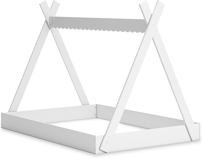 Signature Design by Ashley Hallityn Casual Youth/Toddler Floor Full Tent Bed, No Box Spring Needed, White