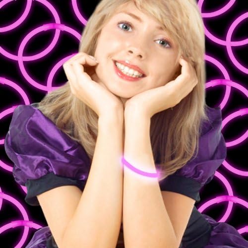 8" Glow Stick Bracelets - Bulk 50 Pack for Mardi Gras, St. Patrick's Day, and Nighttime Celebrations - Pink