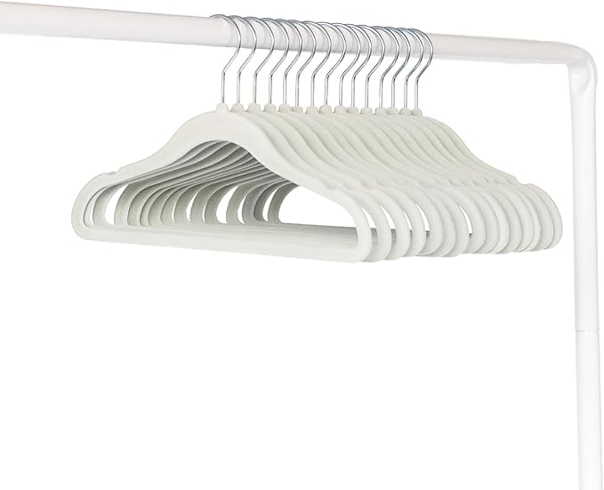3 Sprouts Velvet Baby Hangers - Non-Slip Hanger for Infant, Toddler, Baby Clothes - Closet Kids Hangers with Slim Design, Nordic Colors, Pack of 30 - Green
