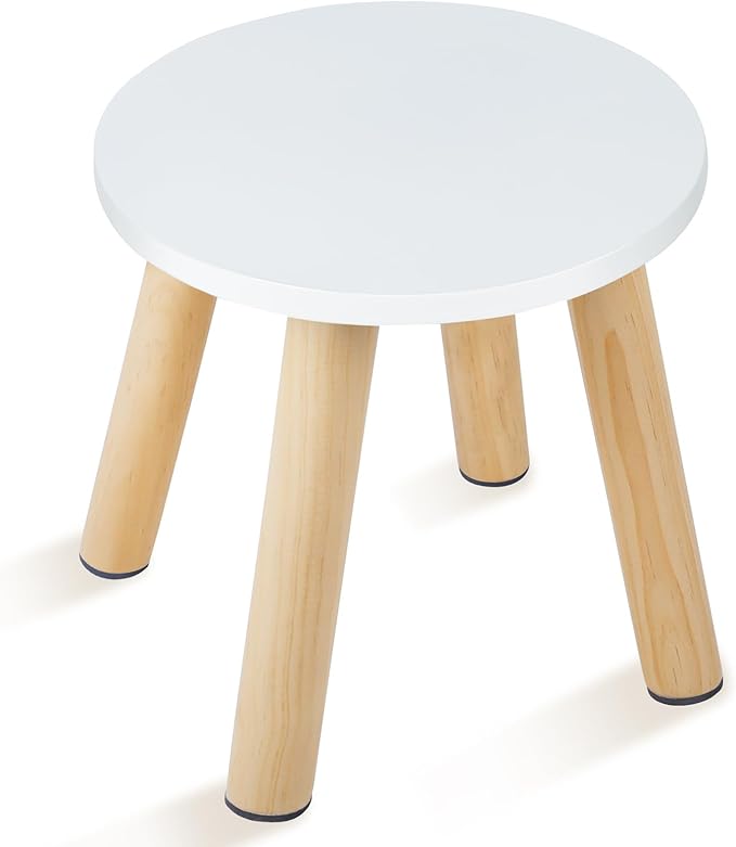 Wooden Step Stool for Kids, Children's Stool Matched Sensory Table, Children Sitting Stool with Assembled Four-Legged, Multi-Purpose Kids Chairs for Bathroom Kitchen Bedroom, Natural Anti-Slip, 1 Pack