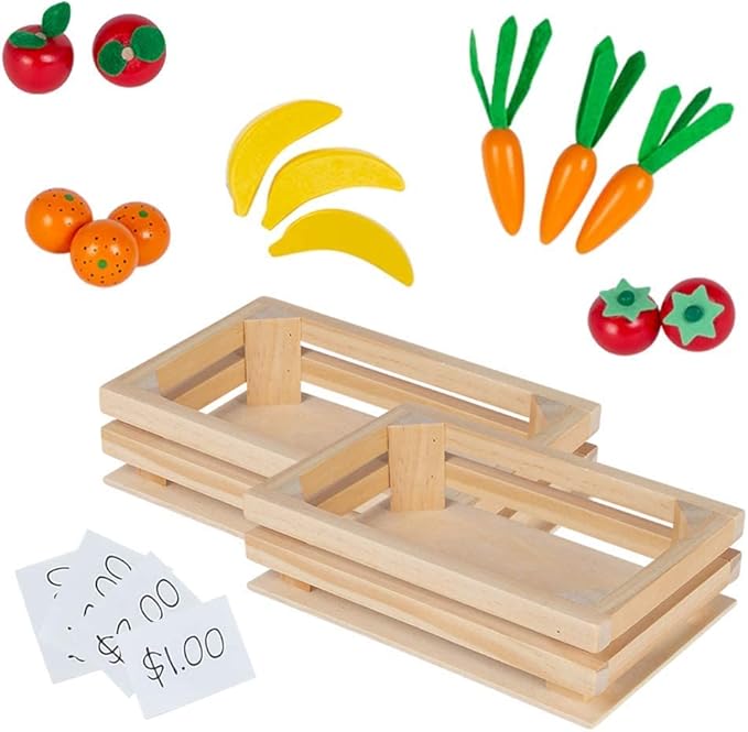 ADORA Amazon Exclusive Amazing World 31-Piece Doll Accessories - Premium Quality Farmers Market Wooden Play Set, Birthday Gift for Ages 6+