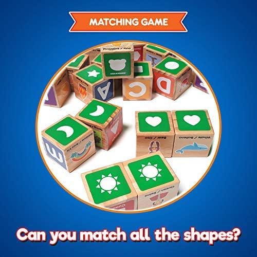 Alphabet Blocks Toys for Toddlers - Bilingual Educational Toys, Spanish Learning Toys, Stacking Toys with 30 Wooden Blocks and Toddler Learning Activities eBook