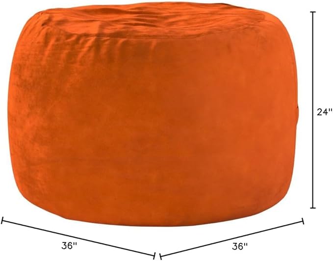 Chill Sack Bean Bag Chair - 3' Medium Teens & Kids Memory Foam Lounge Chair with Soft Microfiber Cover – Cozy Furniture for Living Room, Dorm, & Kids' Rooms – Orange