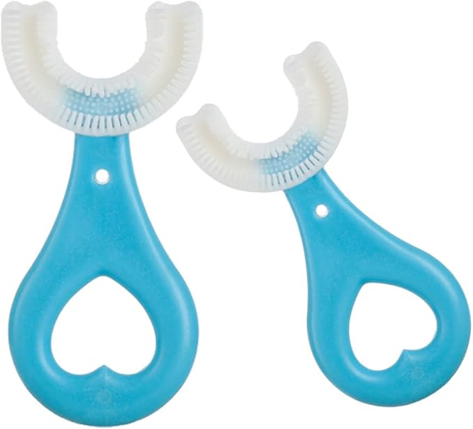 2 Pcs U-Shaped Kids Toothbrush, Premium Soft Manual Training Toothbrush for Kids 2-6 Years Old. (Blue)