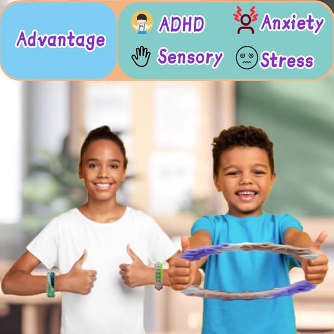 30PCS Sensory Fidget Toys for Kids Adults-Stretchy Fidget Bracelet&exture,Calming Autism Sensory Toys for Needs Autistic Children,Calm Down Toy for Toddler Girls Boys