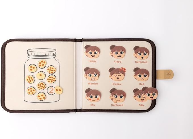 Montessori Busy Board Neutral Pastel Book, Interactive Toddler Gift Learning Curriculum, Educational Travel Daycare Toy, Language and Cognitive Skills, 3+ Year Old Boy Girl (Neutral)